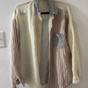 Aeropostale Beige and Yellow Striped Men's Shirt Jacket